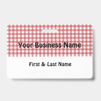 Red and White Gingham Name Badge