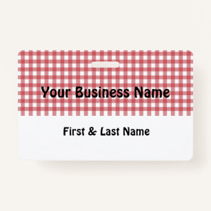 Red and White Gingham Name Badge