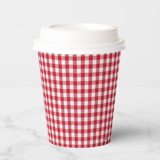 Red and White Gingham Paper Cups - HAMbyWG (Front)