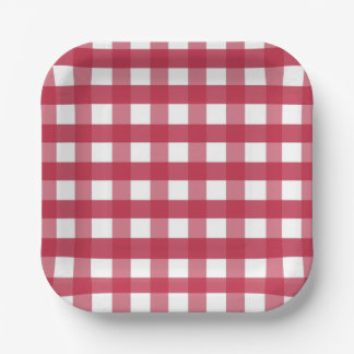 Red and White Gingham Paper Plate