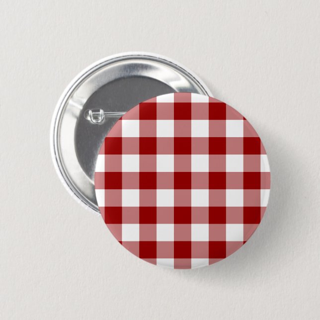Red and White Gingham Pattern 2 Inch Round Button (Front & Back)