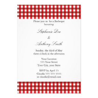 Red Gingham Invitations Template 5