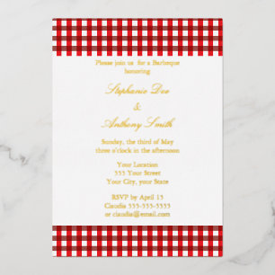 Red and White Gingham Pattern Barbeque Wedding