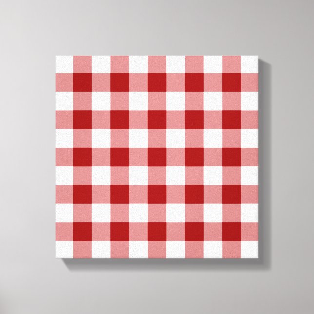 Red and White Gingham Pattern Canvas Print (Front)