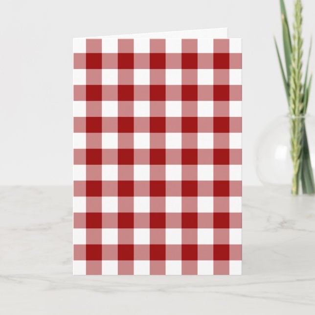 Red and White Gingham Pattern Card (Front)