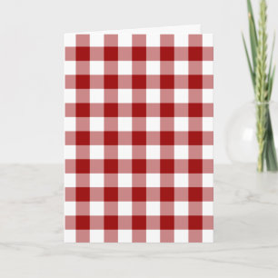 Red and White Gingham Pattern Christmas Card