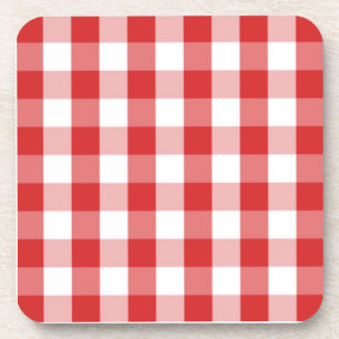 Red and white gingham pattern coaster