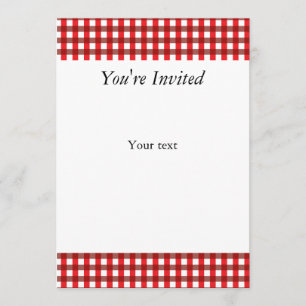 Red and White Gingham Pattern Invitation