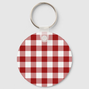Red and White Gingham Pattern Keychain