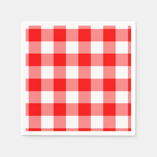 Red and White Gingham Pattern Napkin (Front)