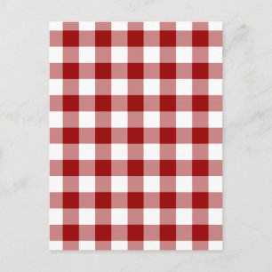 Red and White Gingham Pattern Postcard