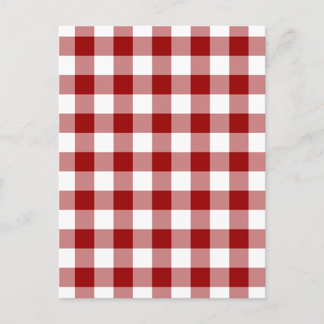 Red and White Gingham Pattern Postcard (Front)