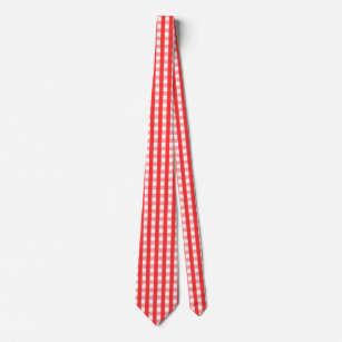 Red and White Gingham Pattern Tie