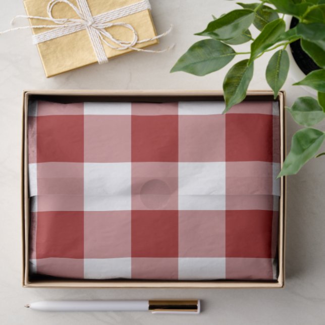 Red and White Gingham Pattern Tissue Paper (Gift)