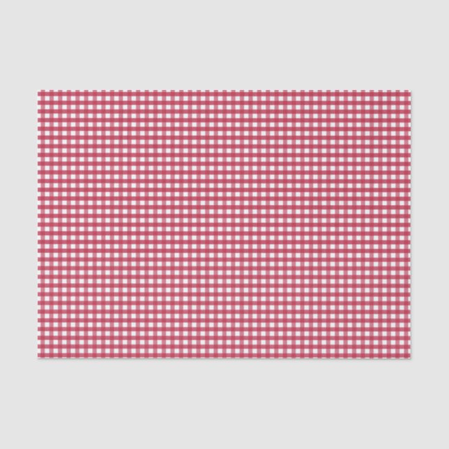 Red and White Gingham Plaid Tissue Paper (Front)
