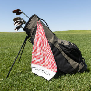 red and white gingham plaid women’s golf towel