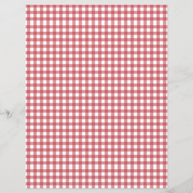 Red and White Gingham Scrapbook Paper (Front)