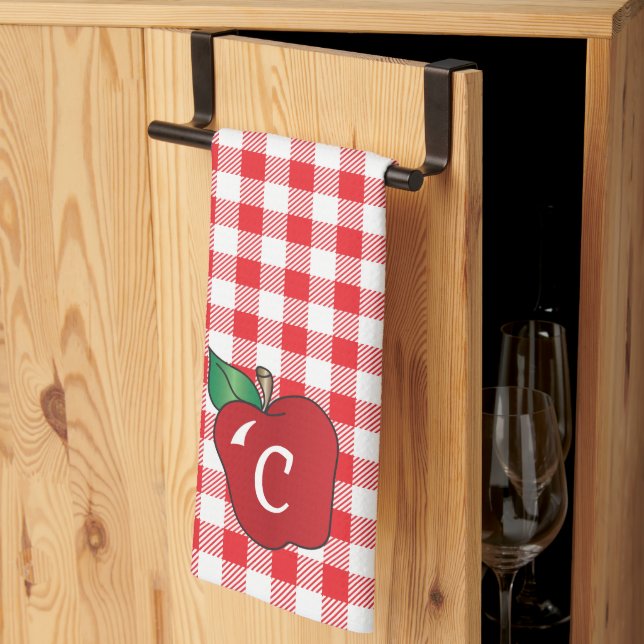 Red and White Gingham with Apple Kitchen Towel (Thirds Fold)