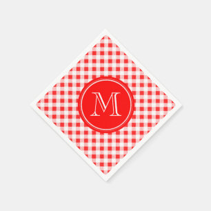 Red and White Gingham, Your Monogram Napkin