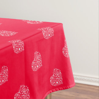 Red And White Glitter Heart Tablecloth