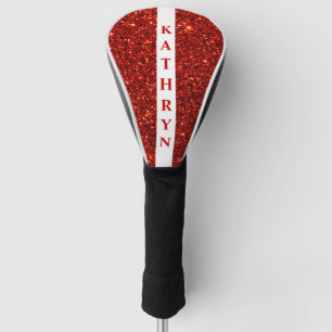 Red and White Glitter Personalized Golf Head Cover