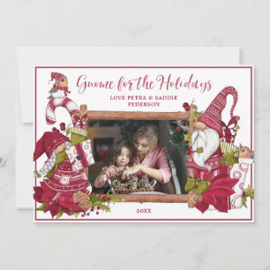 Red and White Gnome for the Holidays Photo Holiday Card