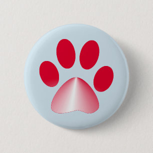 Red and White Gradient Animal Paw 2 Inch Round Button