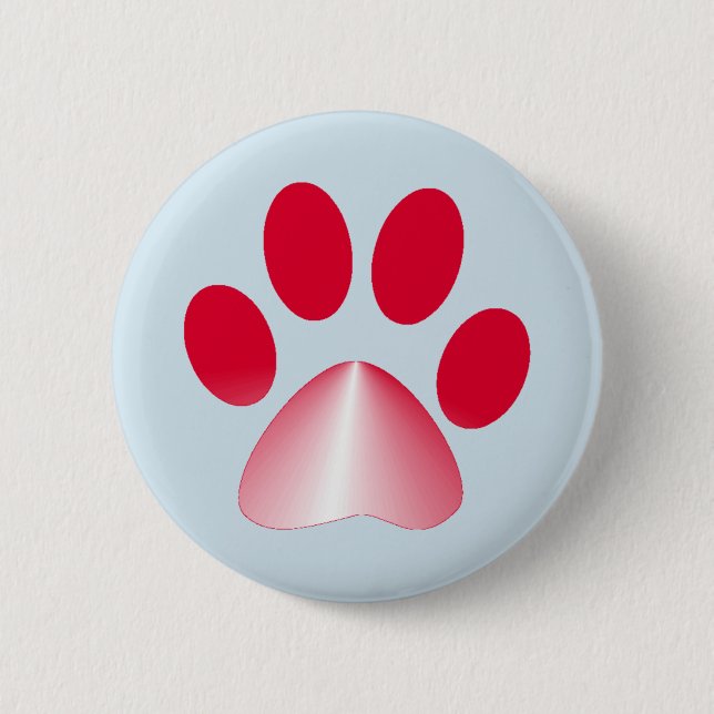 Red and White Gradient Animal Paw 2 Inch Round Button (Front)