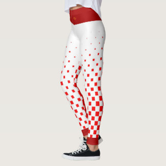 Red and White Gradient Checkers with Red Top Leggings