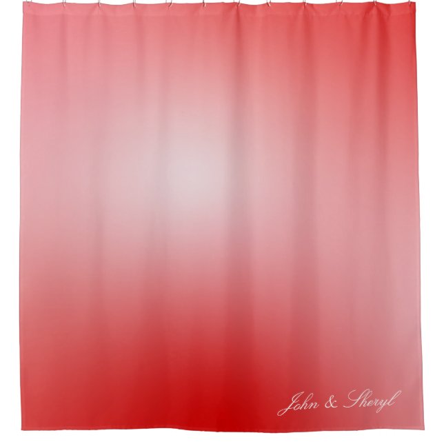 Red and White Gradient Personalized Shower Curtain (Front)