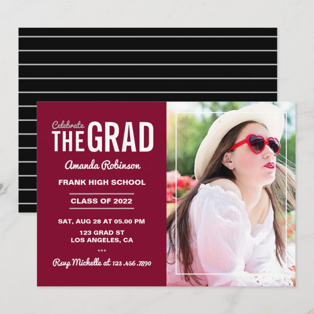 Red and White Graduation Party Invitation (Front/Back)
