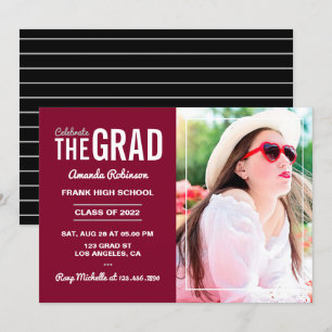 Red and White Graduation Party Invitation