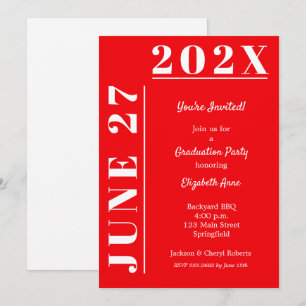 Red and White Graduation Party Invitation