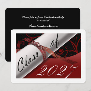 Red and White Graduation Party Invitation