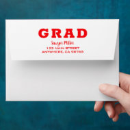 Red and White Graduation Return Address Envelope