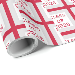Red and White Graduation Wrapping Paper 2026