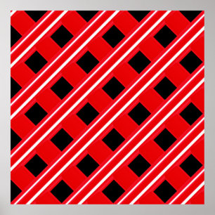 Red And White Grating Pattern Poster