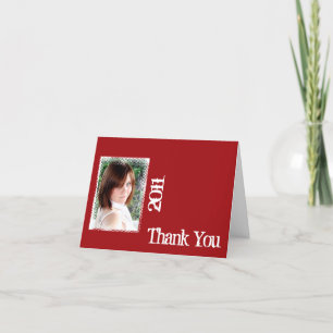 Red and White Grunge Frame Thank You card