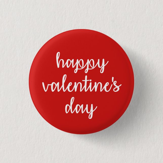 Red and White Happy Valentine's Day 1 Inch Round Button (Front)