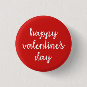 Red and White Happy Valentine's Day 1 Inch Round Button