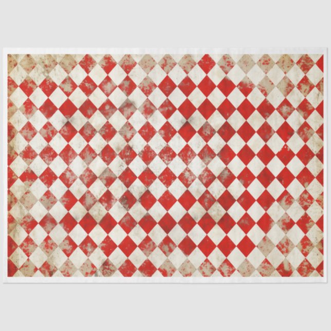 Red and White Harlequin Tissue Paper (Front)