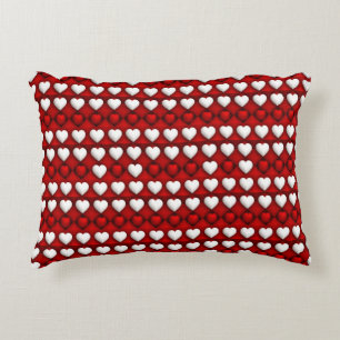 Red And White Heart Pattern Accent Pillow