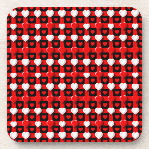 Red And White Heart Pattern Coaster
