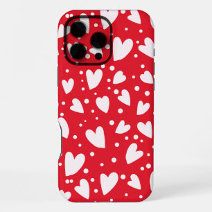 Red and White Heart Pattern   Cute Valentine Love  iPhone 16 Pro Max Case