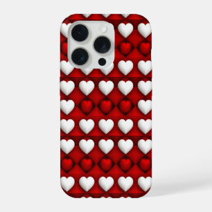 Red And White Heart Pattern iPhone 15 Pro Case