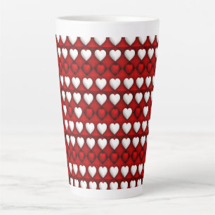 Red And White Heart Pattern Latte Mug