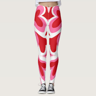  Red and White heart pattern Leggings