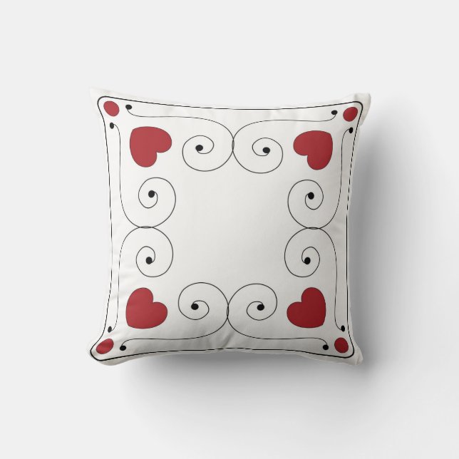 Red and White Heart Pillow (Front)
