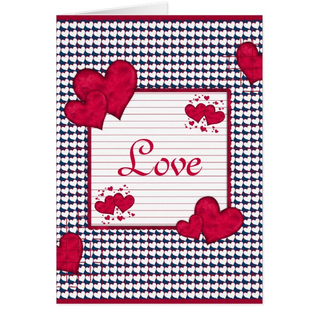Red and White Hearts Card (Front)