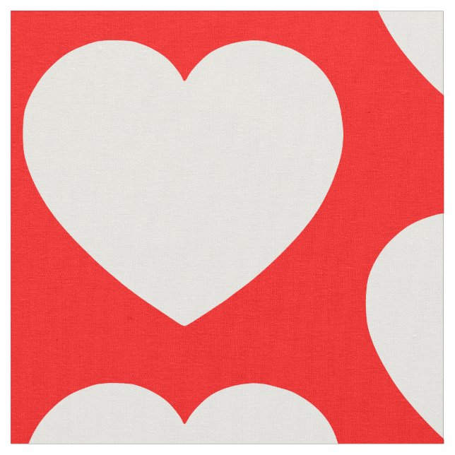 Red and White Hearts Fabric (Close Up)